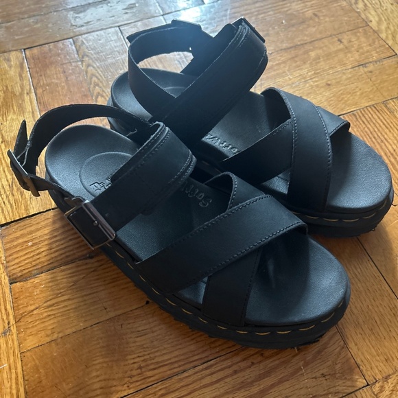 Dr. Martens Shoes - Dr. Martens Voss Quad Platform Sandal Hydro Leather Black Women’s Size 8